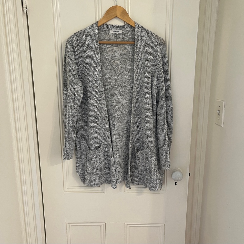 Madewell EUC Gray Open-Front Women's Long Cardigan Linen Cotton Sz S